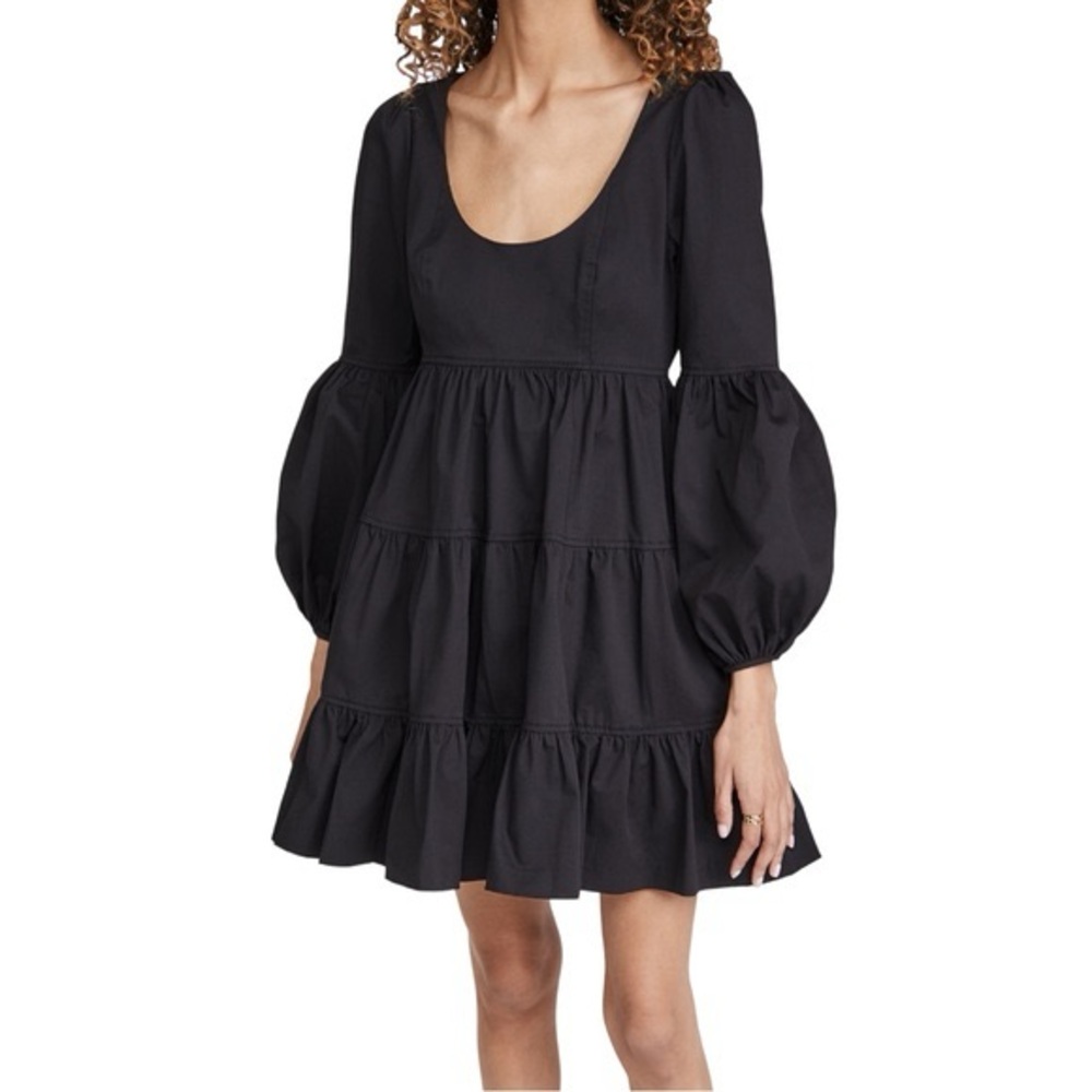 Cinq a Sept rose tiered black dress NWT size 14